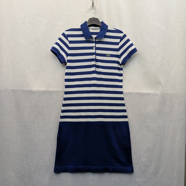 라코스테 스트라이프 반팔 카라 원피스