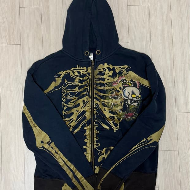 Ed hardy 본프린팅 후드집업