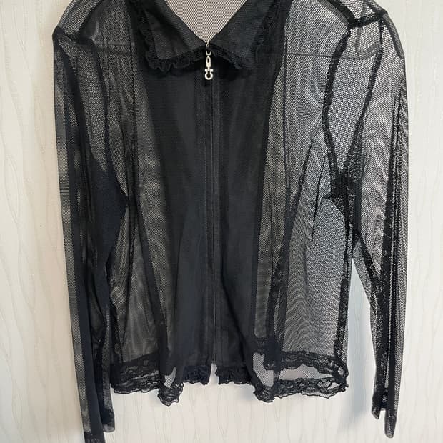 메쉬 레이스 집업