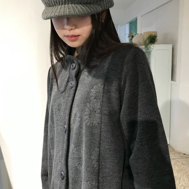 차콜 패턴 코트 자켓 