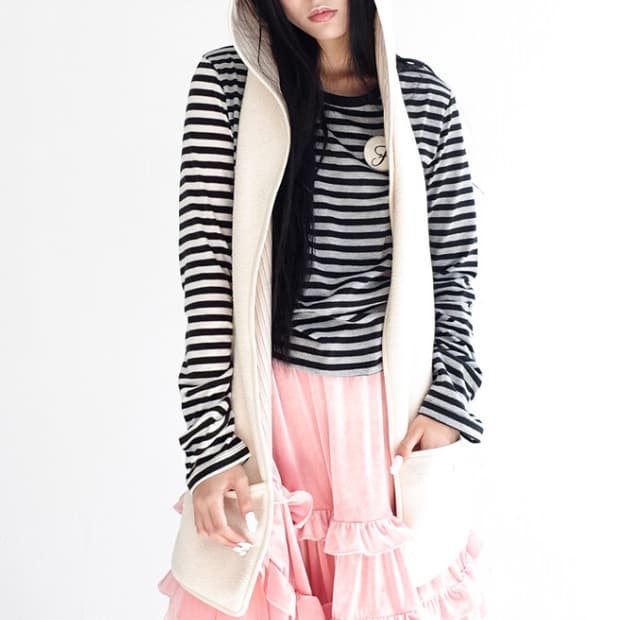 샵페어리 고양이 후드머플러 아이보리