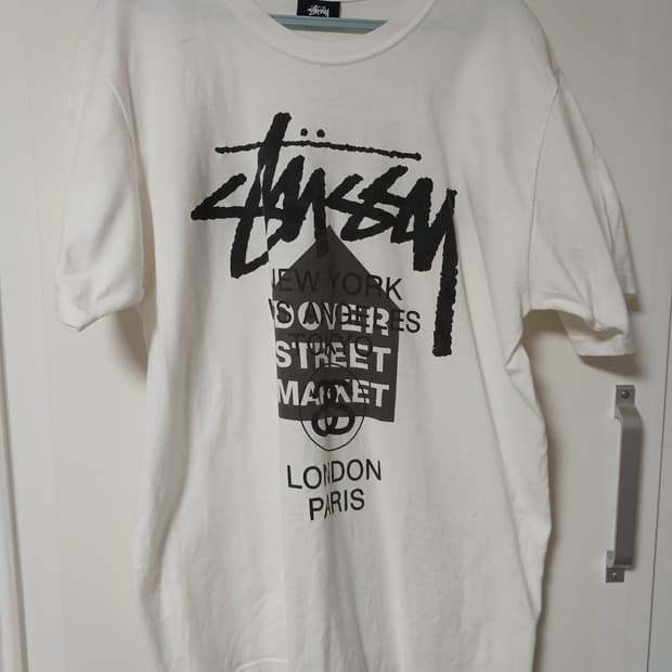스투시 도버 스트리트 마켓 월드투어 티셔츠 화이트