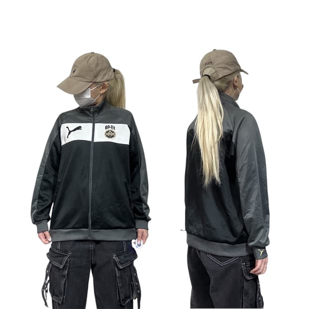 푸마 y2k 차콜 올드스쿨 오버핏 트랙탑 져지 