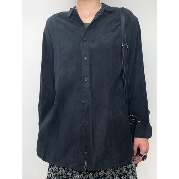 빈티지 블랙 벨벳 셔츠