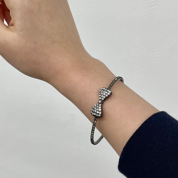 갸루 리본 큐빅 팔찌