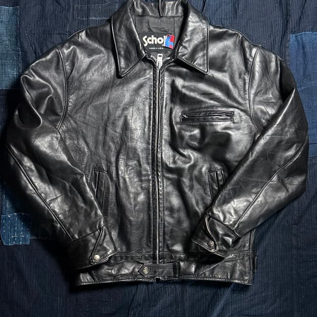 (레어) 80-90‘s 쇼트 카우하이드 640 싱글 라이더 자켓 42