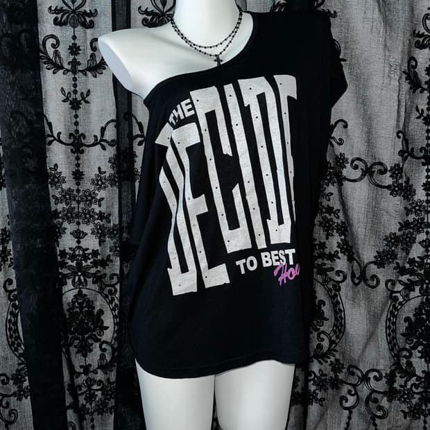 Black lettering dolman top