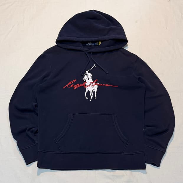 폴로 랄프로렌 빅포니 스펠아웃 후드티 네이비