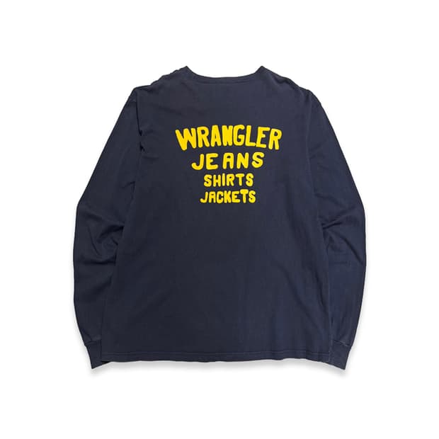 랭글러(Wrangler) 네이비컬러 백 프린트 스펠링 로고 롱 슬리브