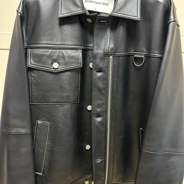 앤더슨벨 콘트라스트 스티치 레더 자켓