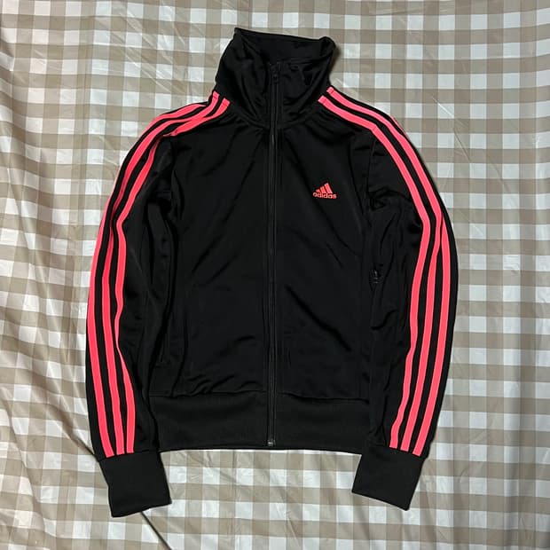 아디다스 져지 블랙핑크 90 집업 삼선 트랙탑 레드 Y2K