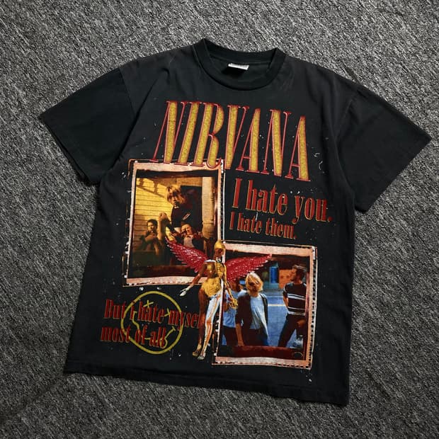 90s USA 오리지날 빈티지 너바나 밴드 투어 티셔츠y 2321