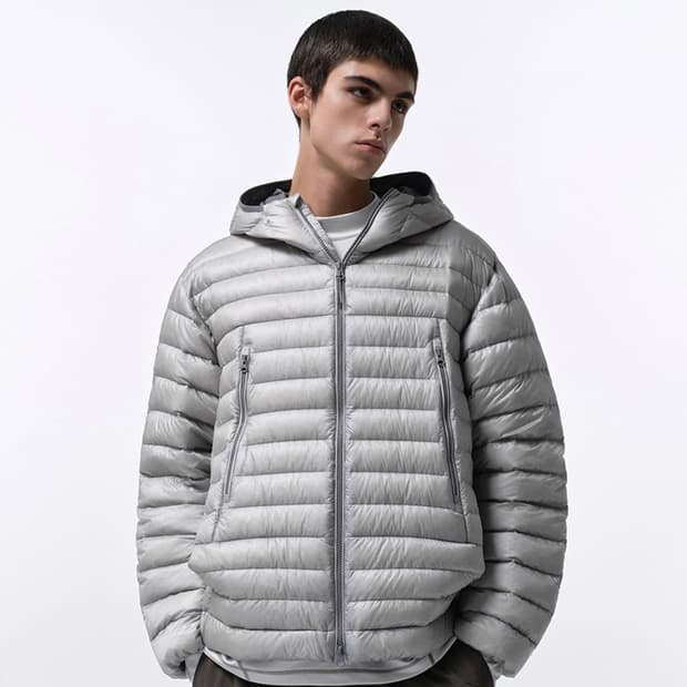 무탠다드 시티 레저 시어 립스탑 후디드 라이트 다운 재킷 [라이트 그레이
