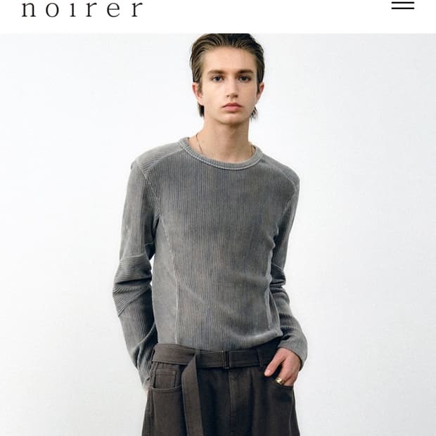 Noirer 투톤 벨벳 리브드 티셔츠 50