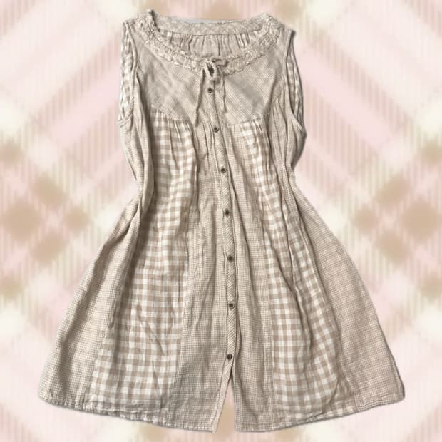 라떼 체크 바선생 원피스 블라우스 히메 갸루 러블리 로걀 모리 빈티지