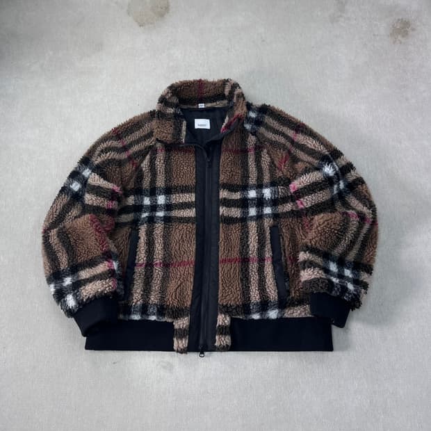 100 버버리 21FW 노바체크 캐시미어 양털 플리스 자켓