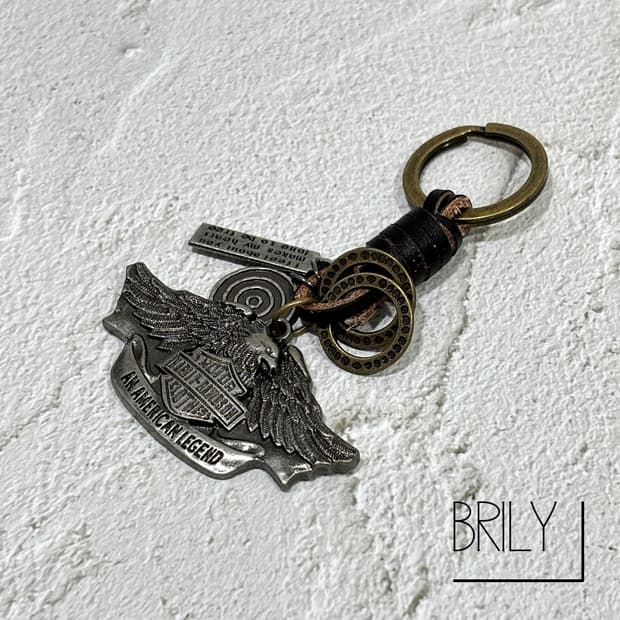 [Unisex] FOBY 할리데이비슨 스틸 가죽 빈티지 키링