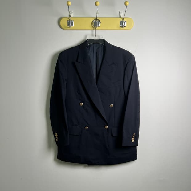 버버리 빈티지 네이비 더블 브레스티드 금장 블레이저