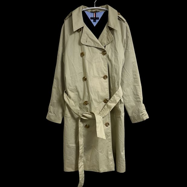 타미힐피거 더블 트렌치 코트