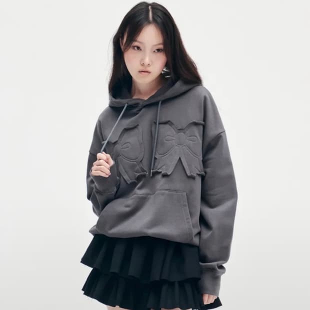 유희 리본 후드티