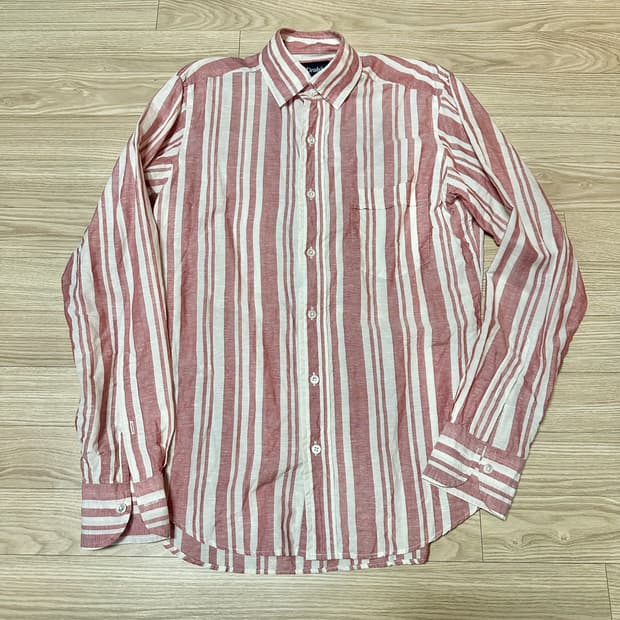 드레익스 리넨/코튼 셔츠 레드 스트라이프 S