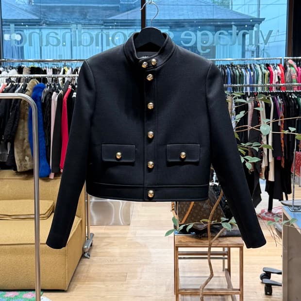 셀린느 블랙 더블 페이스 울 트리코틴 베르누이 자켓