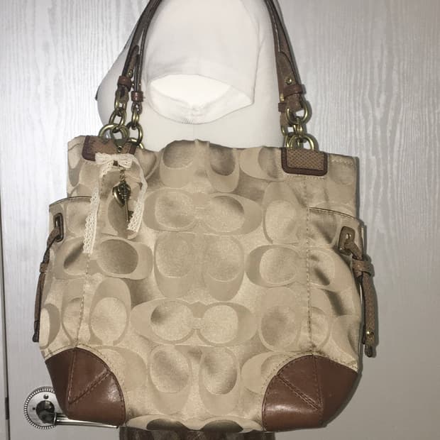 Coach Signature Hobo Brown Bag