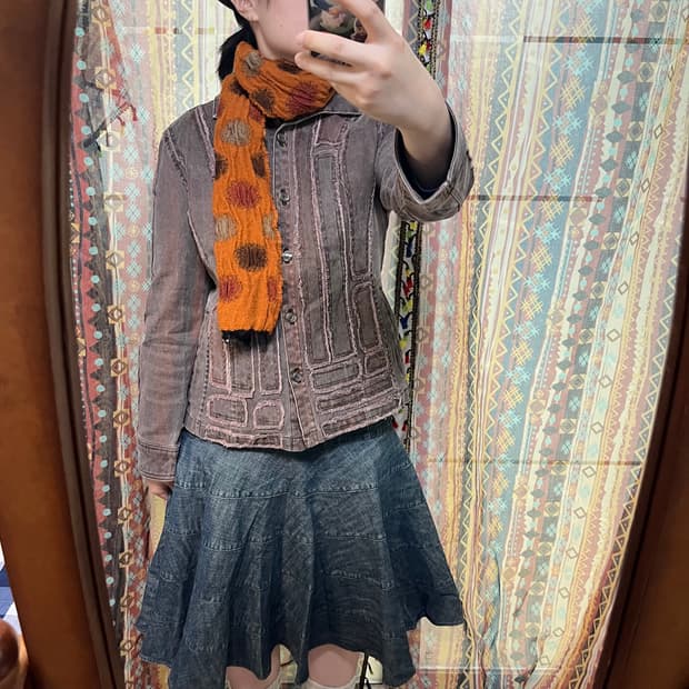 버건디 데님 재킷