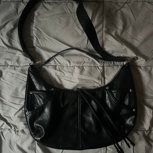 메종미네드 leather saddlebag black