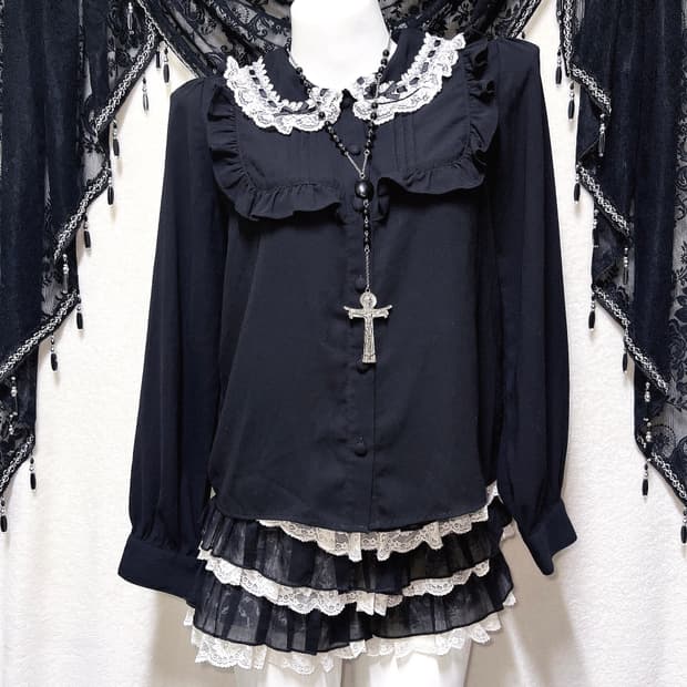 앙크루즈 양산형지뢰계 레이스 블라우스 공겜여주 로맨틱고딕 고스로리 갸루