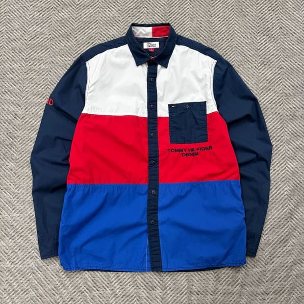 타미힐피거 데님 배색 셔츠 v2390