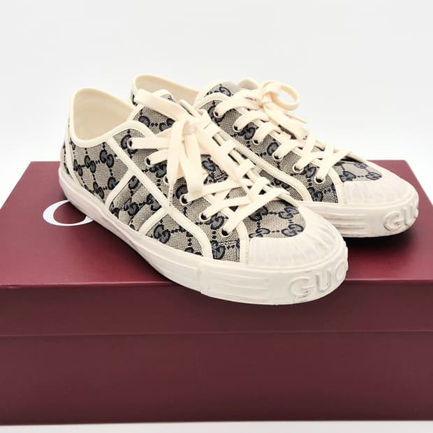 구찌 캔버스 로우탑 남성 스니커즈 7 1/2