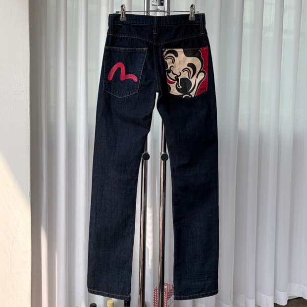 [26인치]에비수 Evisu 올드스쿨 포켓 프린팅 데님 팬츠