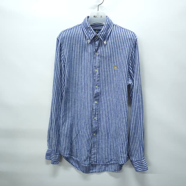 폴로 랄프로렌 블루 화이트 스트라이프 린넨 셔츠(95)