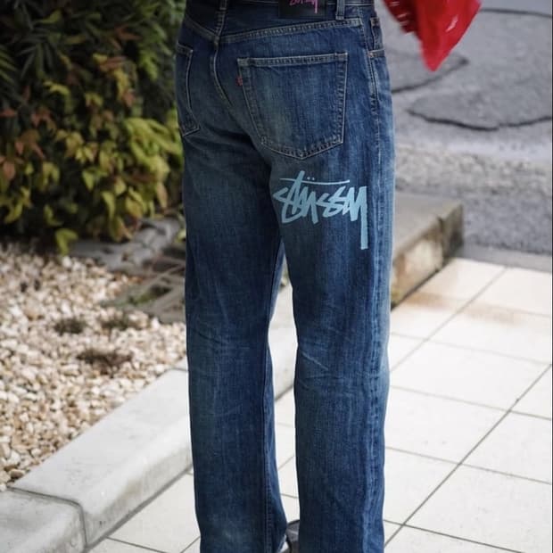 [올드 스투시] 00's 러프 앤 러기드 빅 로고 데님 팬츠
