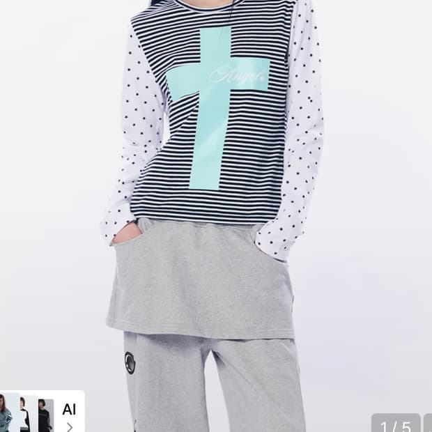 셋업이엑스이 MIXED PATTERN TOP / BLACK