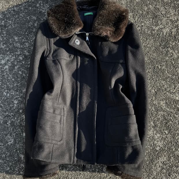 Fur-Collar Wool Coat