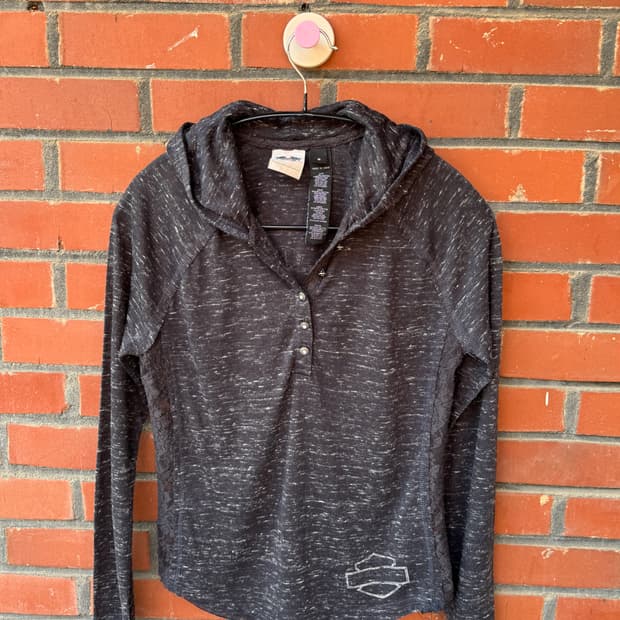 할리데이비슨 슬림핏 레이스 헨리넥 후드티