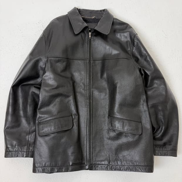 00s J.crew Leather Coat (black)