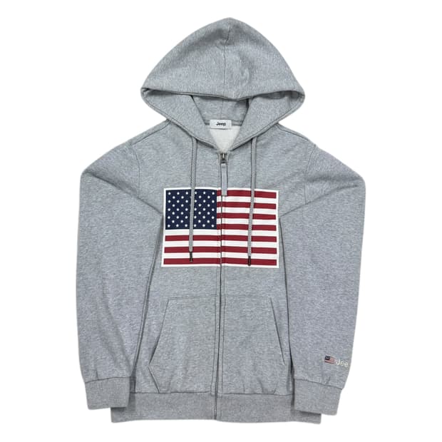 지프 빈티지 성조기 Y2K 후드집업 자켓 그레이 S