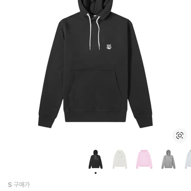 메종 키츠네 그레이 폭스 헤드 패치 클래식 후드 블랙