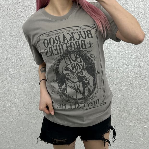 버커루 프린팅 애쉬카키 반팔 M