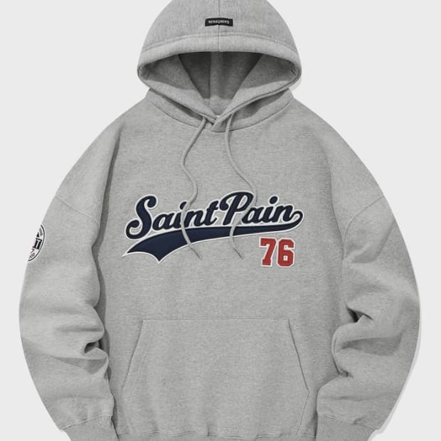 세인트페인 팀 로고 후드 멜란지그레이 S