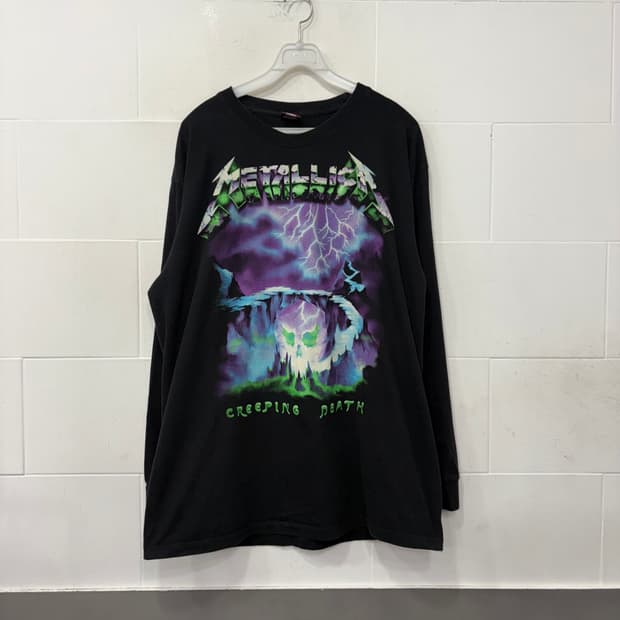 빈티지 메탈리카 프린팅 긴팔티