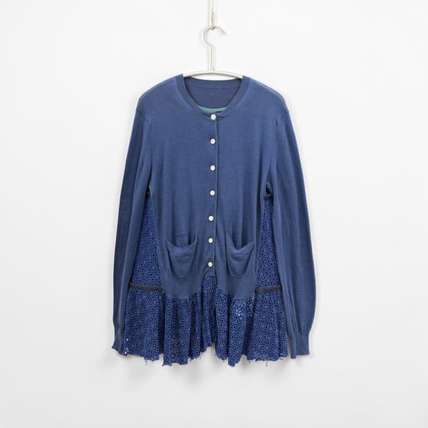 Sacai lace panel layered cardigan