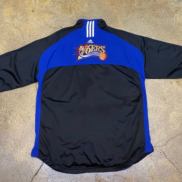 90s 미국 빈티지 아디다스 선수용 필라델피아 76ers 농구 슈팅 져지
