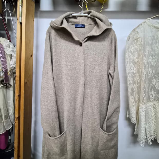 고비  캐시미어 후드롱 가디건