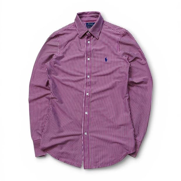 폴로 랄프로렌 버건디 스트라이프 셔츠 