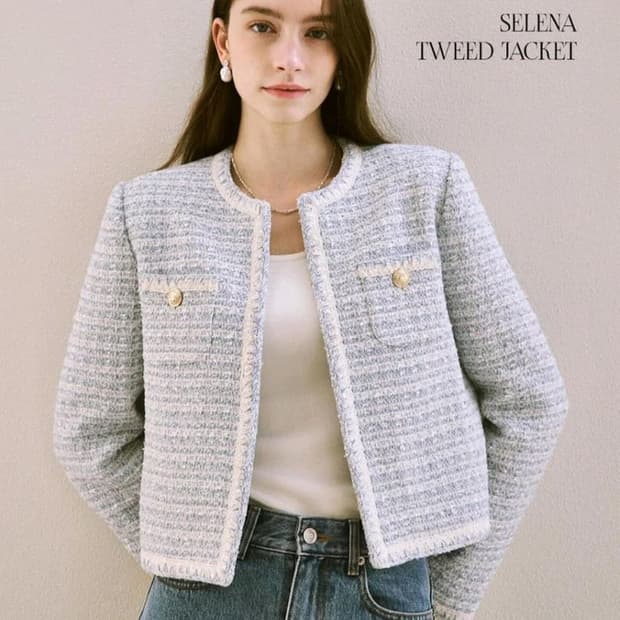 칙스라벨 셀레나 트위드 자켓(스카이블루)S