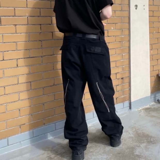 플라스틱 프로덕트 웨이브 지퍼 팬츠 m사이즈